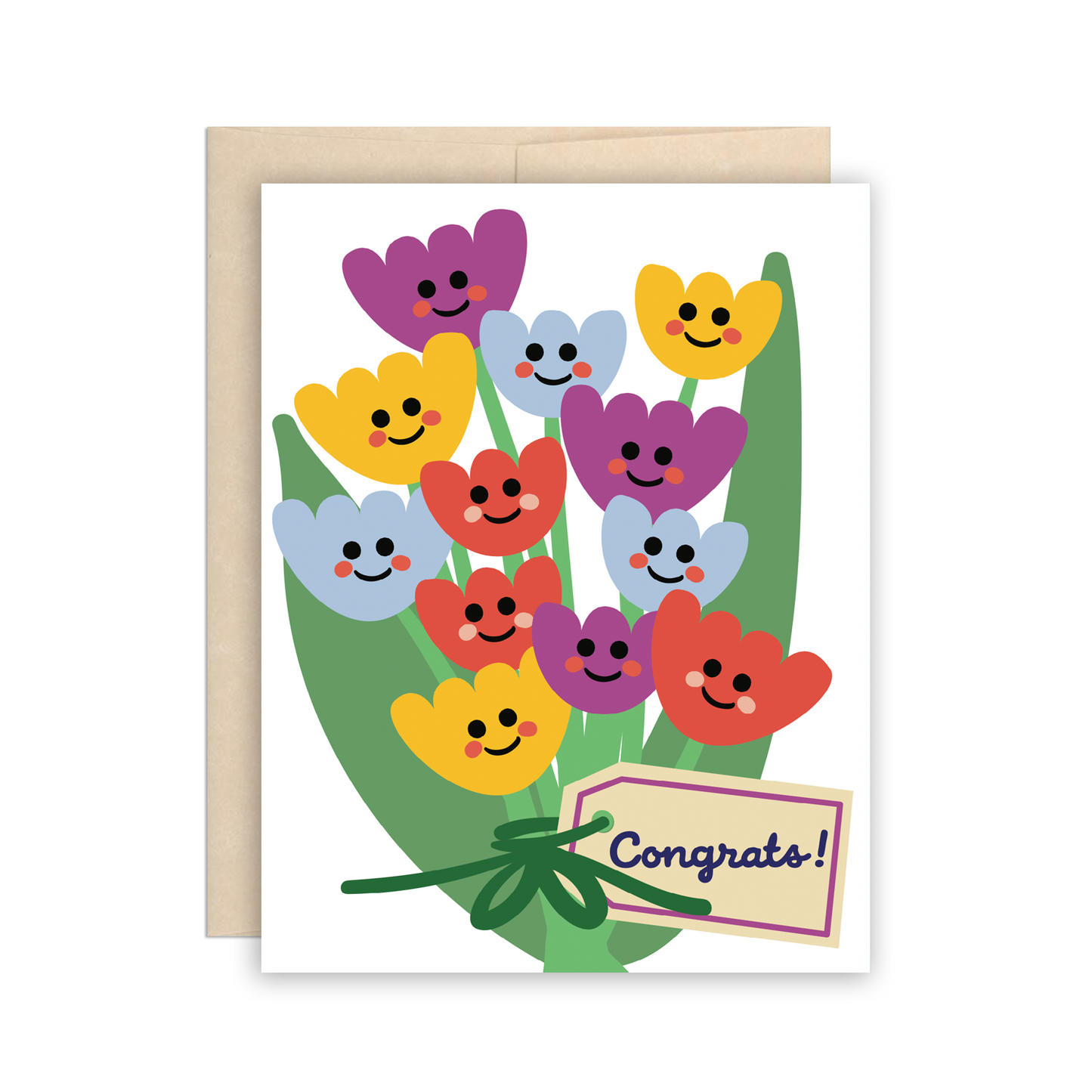 Congrats Happy Colorful Tulip Bouquet Card