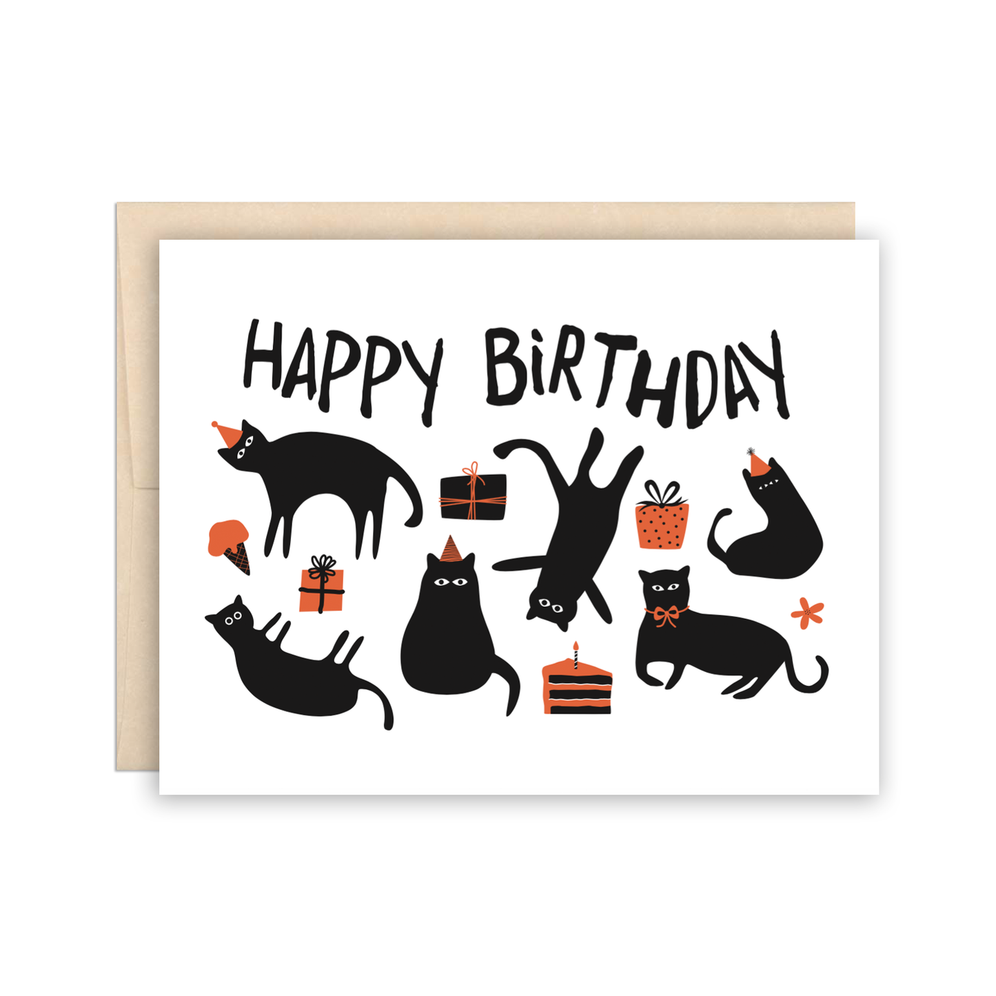 Cat Party Happy Birthday Greeting Card