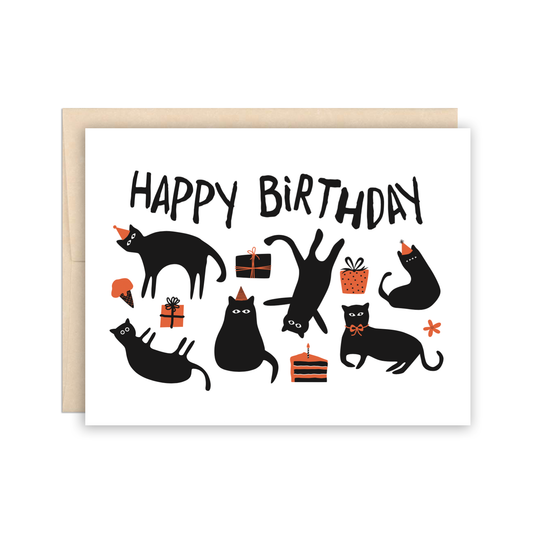 Cat Party Happy Birthday Greeting Card